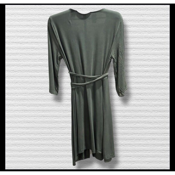 Caden Lane Bamboo Maternity Nursing Robe Wrap Dress One Size Green - Picture 2 of 6